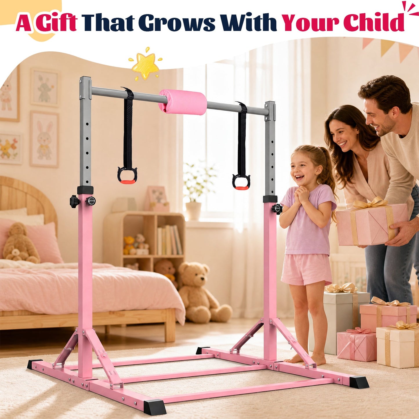 Advwin Gymnastics Bar for Kids Quick Foldable Horizontal Bar