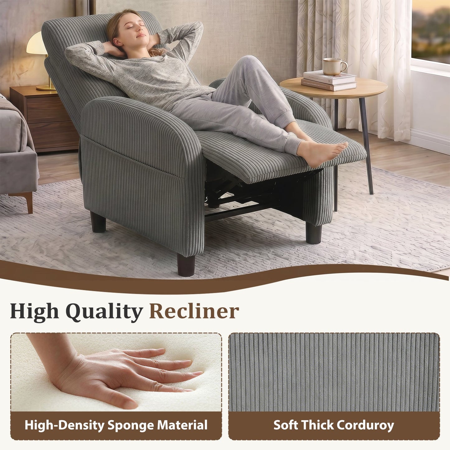 Advwin Recliner Chair with Adjustable Backrest & Footrest