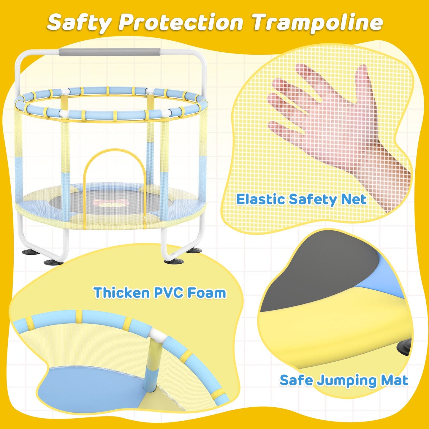 Advwin 55" Trampoline with Basketball Hoop Swings