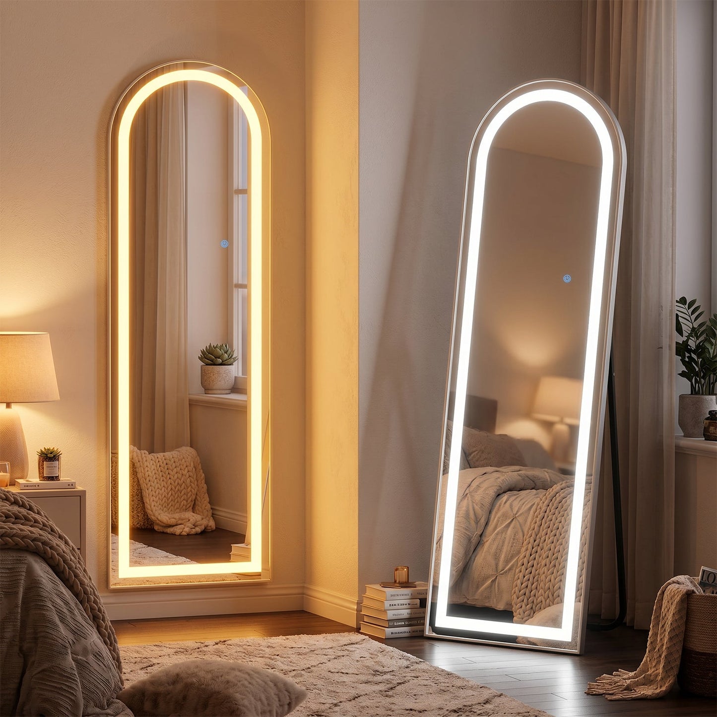 Advwin LED Arched Full Length Floor Mirror Wall Mounted