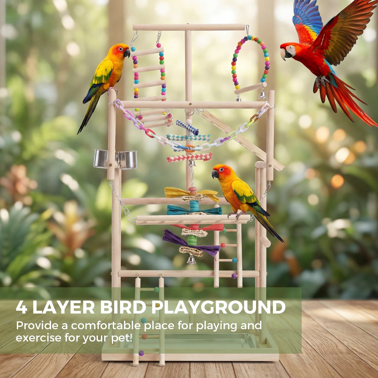 Advwin 4 Tier Parrot Play Stand with Tray