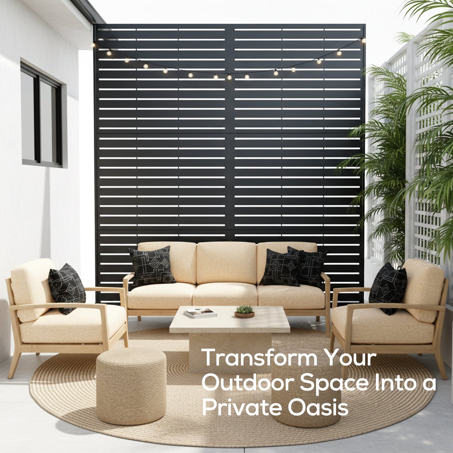 Advwin Metal Privacy Screen 3-Panel 118x180cm