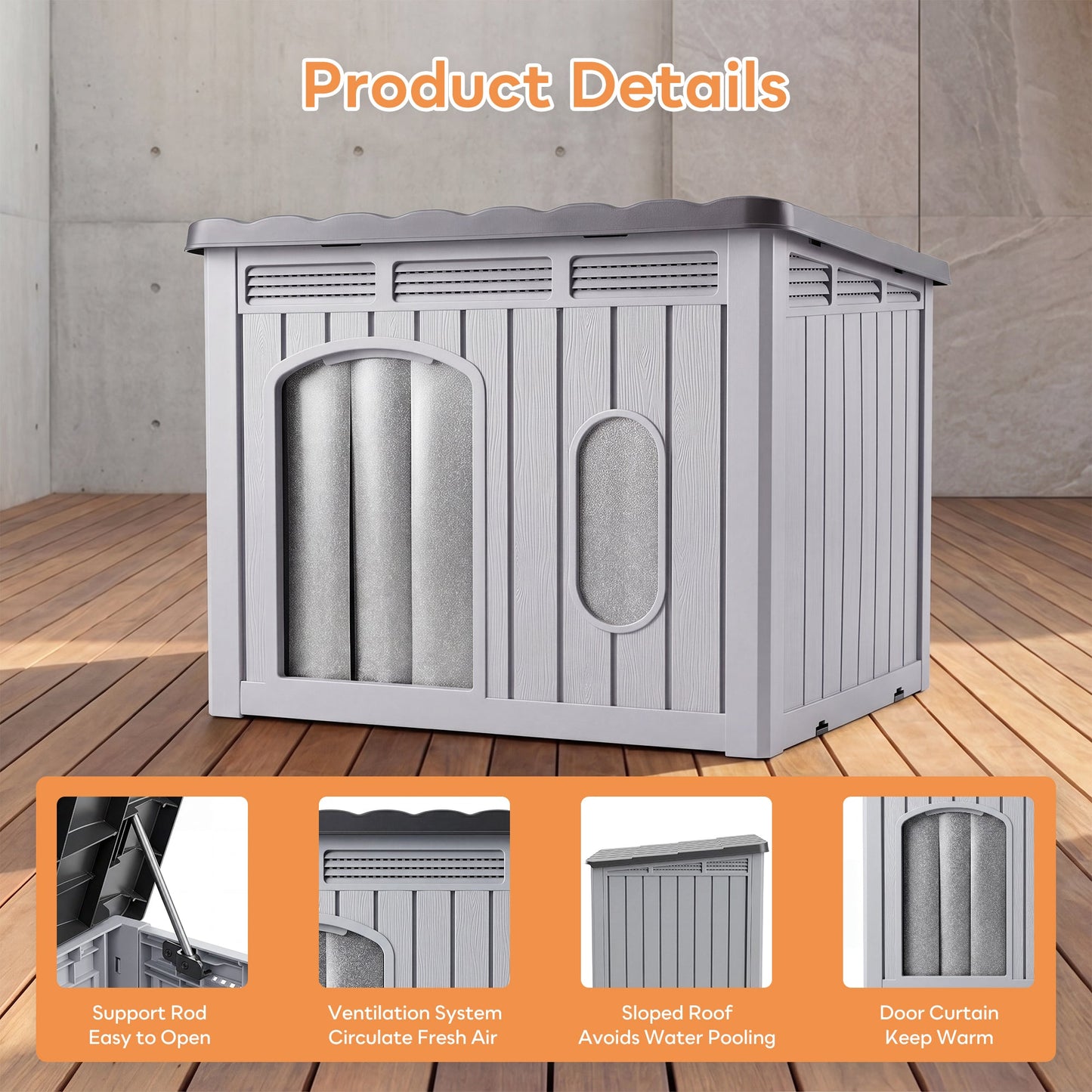 Advwin Weatherproof Plastic Dog House with Openable Roof