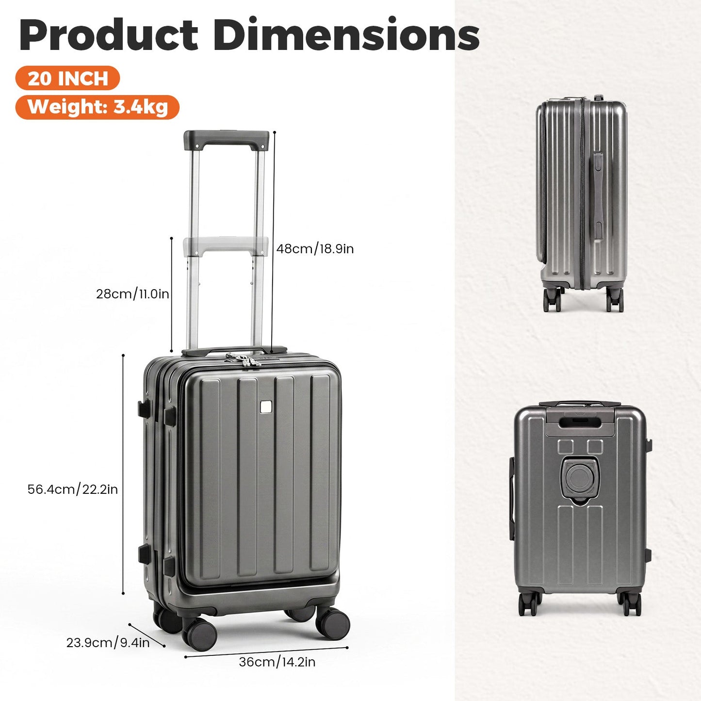 Advwin 20" Carry On Luggage with 7-Piece Travel Bag Set