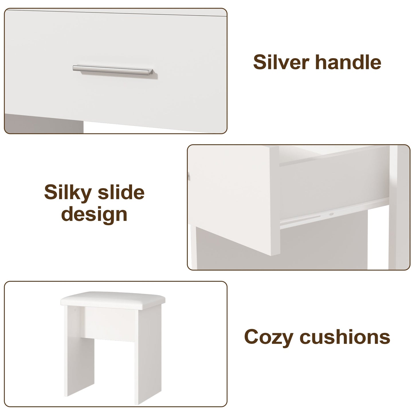 Advwin Dressing Table Set with LED Mirror & Drawers
