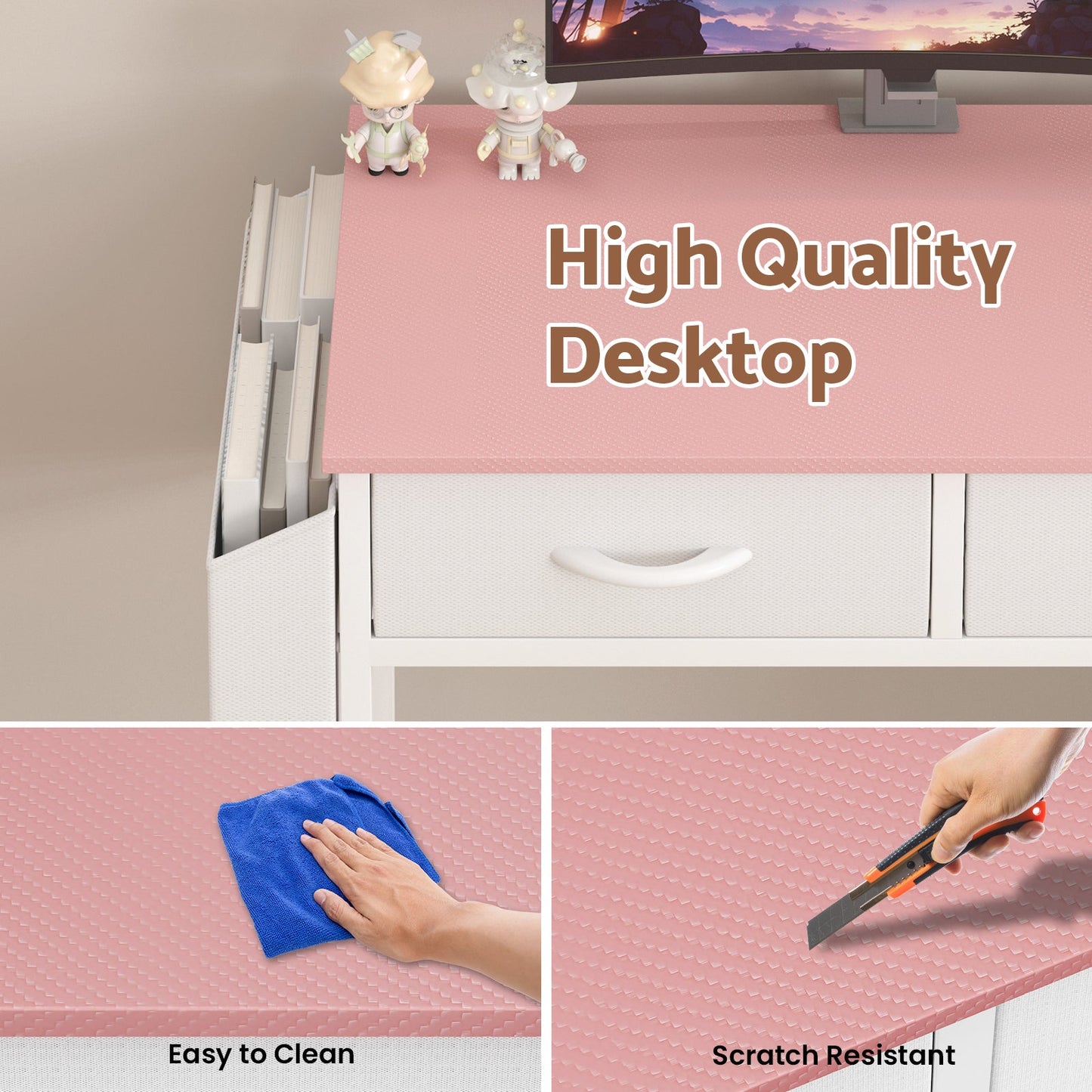 Advwin 80cm Small Desk with 2 Drawers and Storage Bag