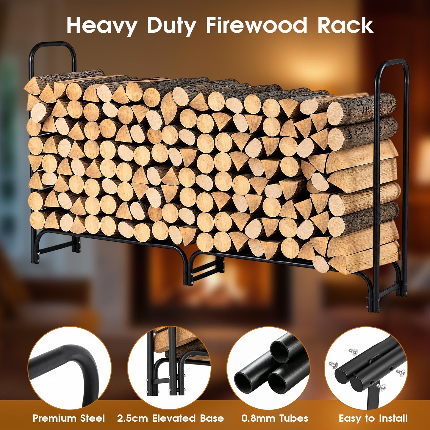 Advwin 7.5FT Firewood Rack with 600D Oxford Cover