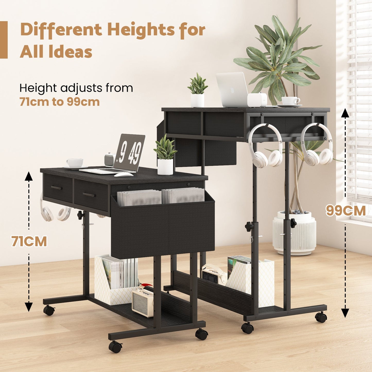 Advwin Portable Rolling Standing Desk Adjustable Height