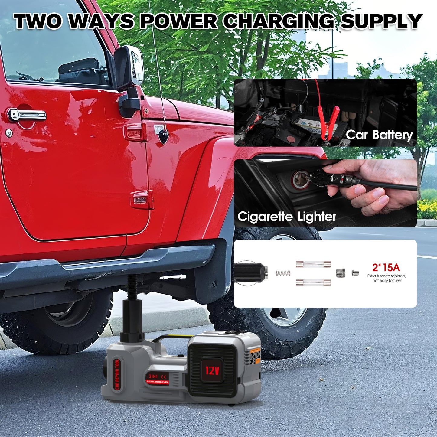Advwin Electric Car Jack with Electric Impact Wrench