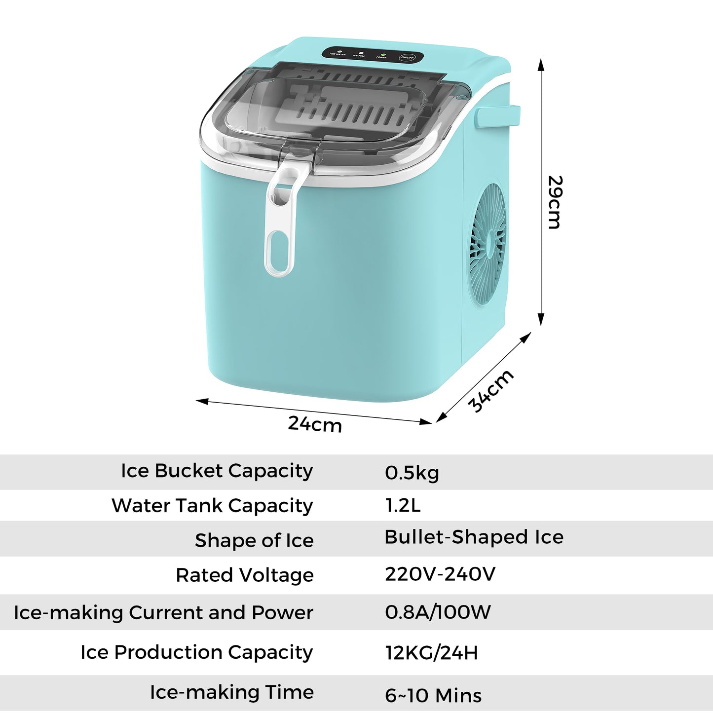Advwin 12KG Self-Cleaning Ice Makers with Handle Green
