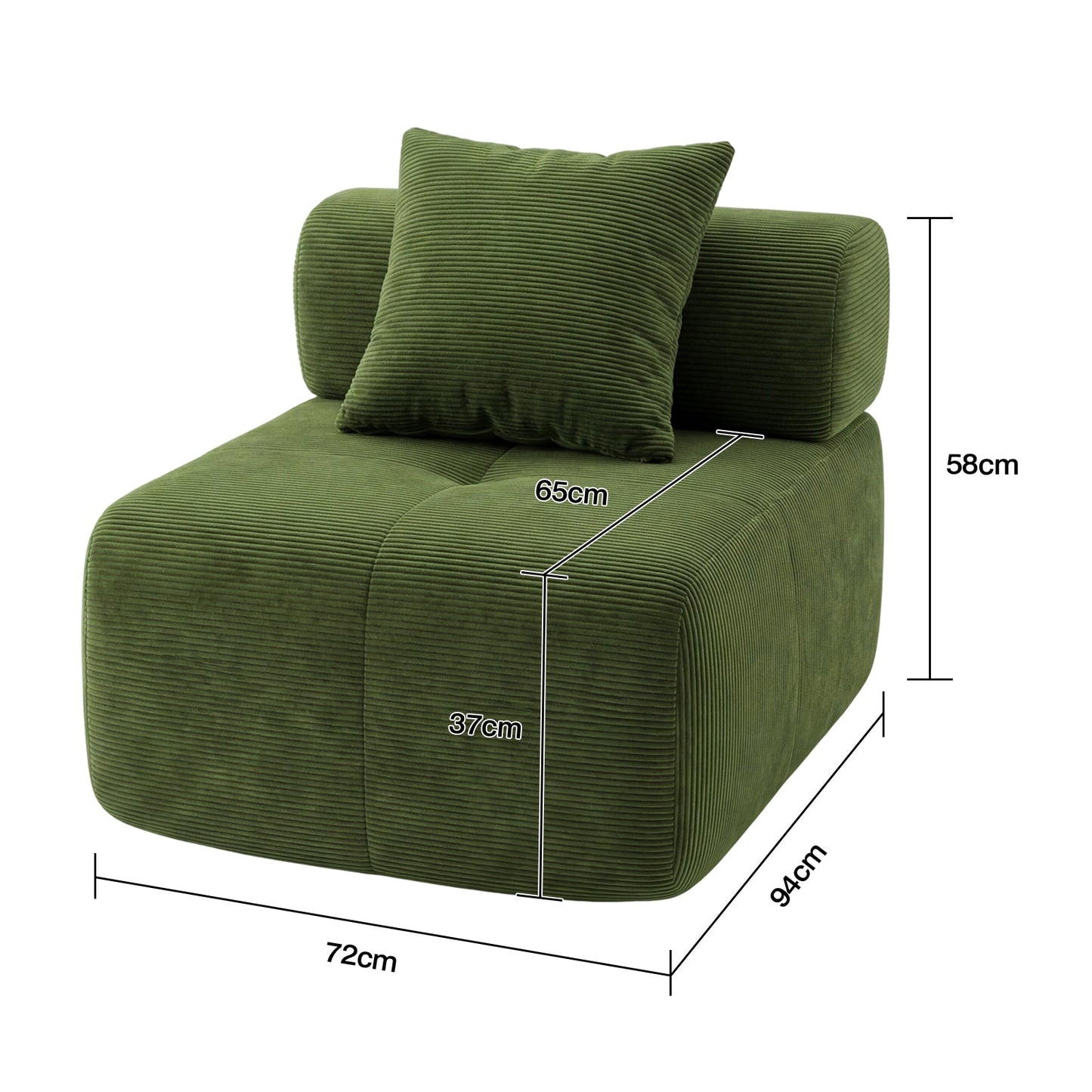 Advwin Armless Modular Sofa Corduroy Cloud Chair