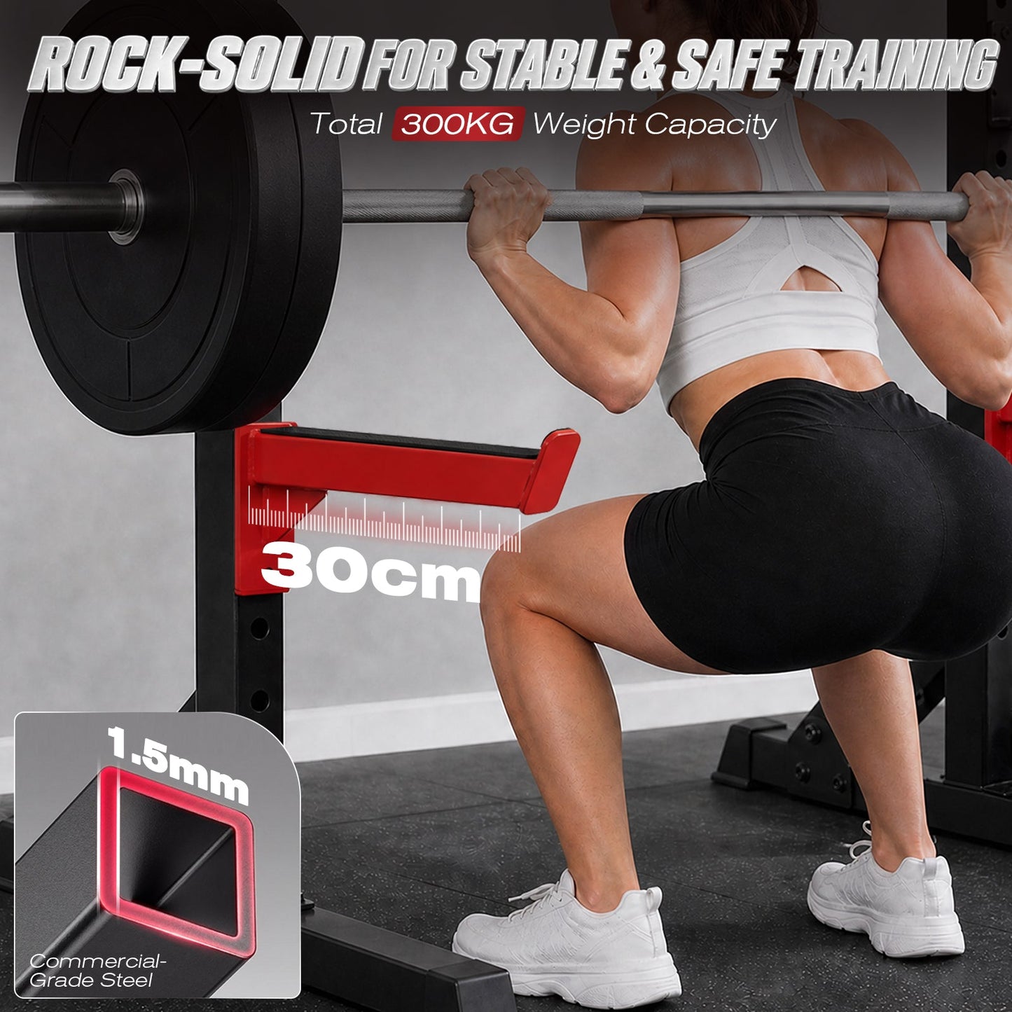 Advwin Adjustable Squat Rack with Pull Up Bar