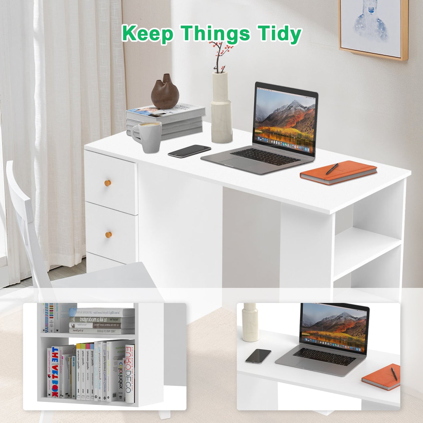 Advwin Office Desk Computer Desk with Drawers Cabinet