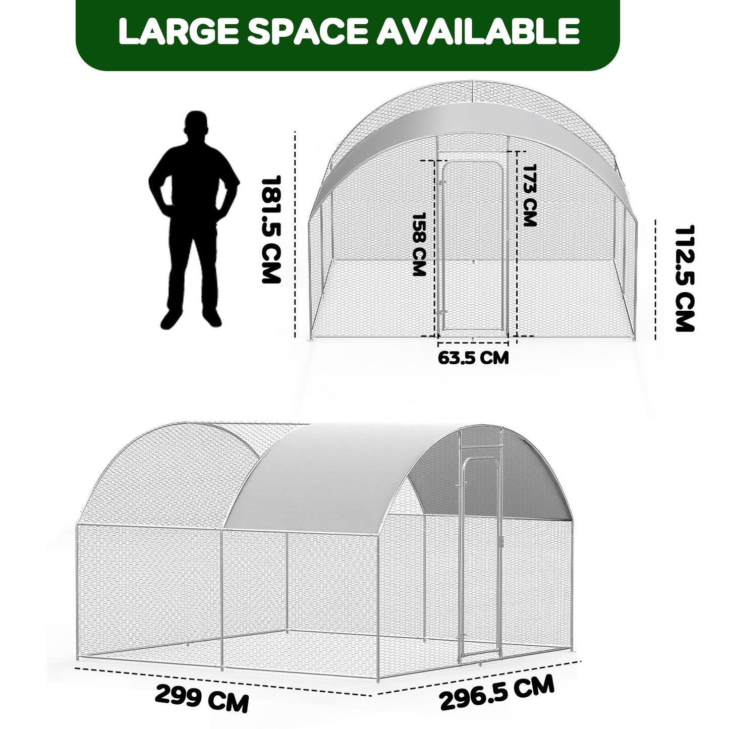 Advwin Outdoor Walk-in Large Metal Chicken Coop
