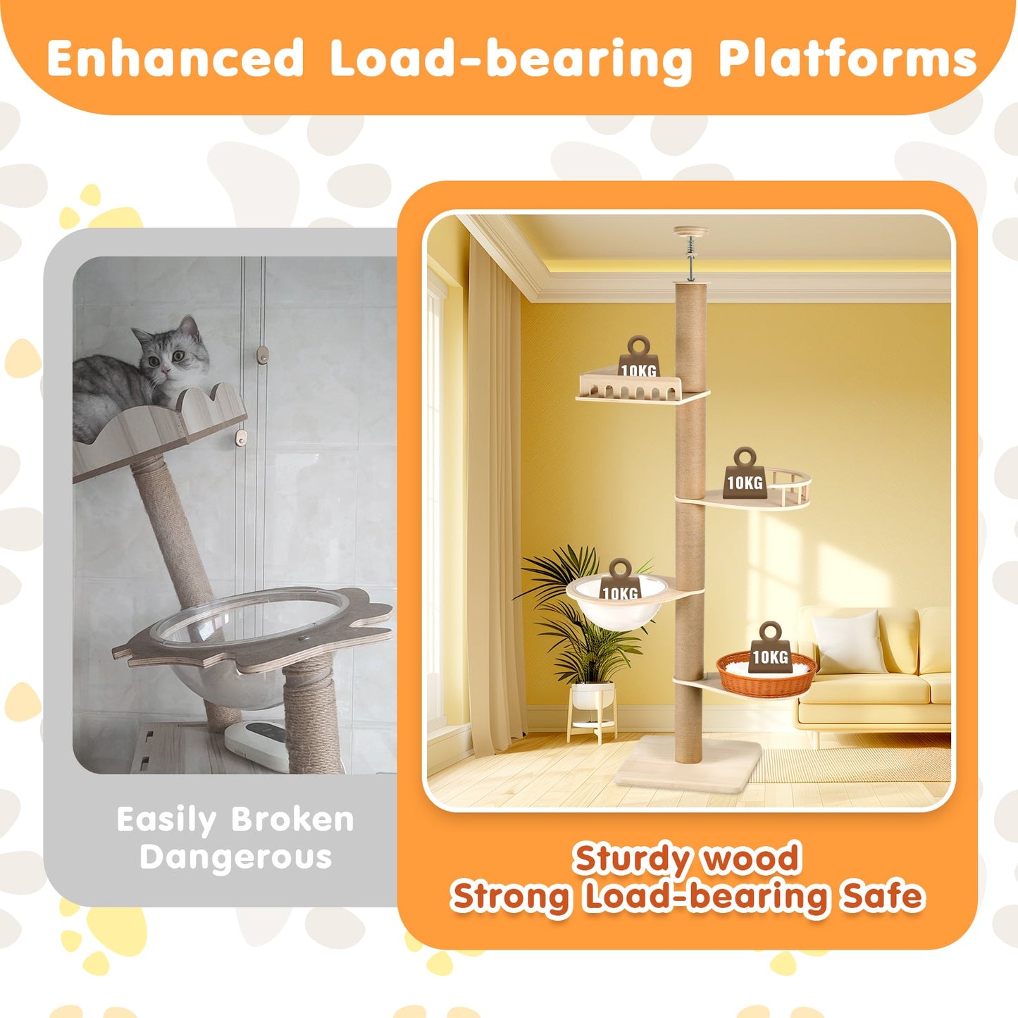 Advwin 5-Level Adjustable Cat Tree Tower 255¨C280cm