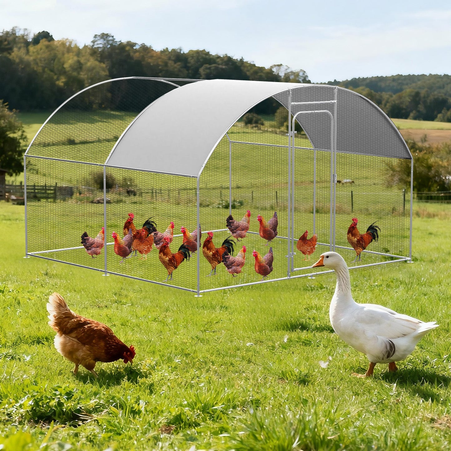 Advwin Outdoor Walk-in Large Metal Chicken Coop