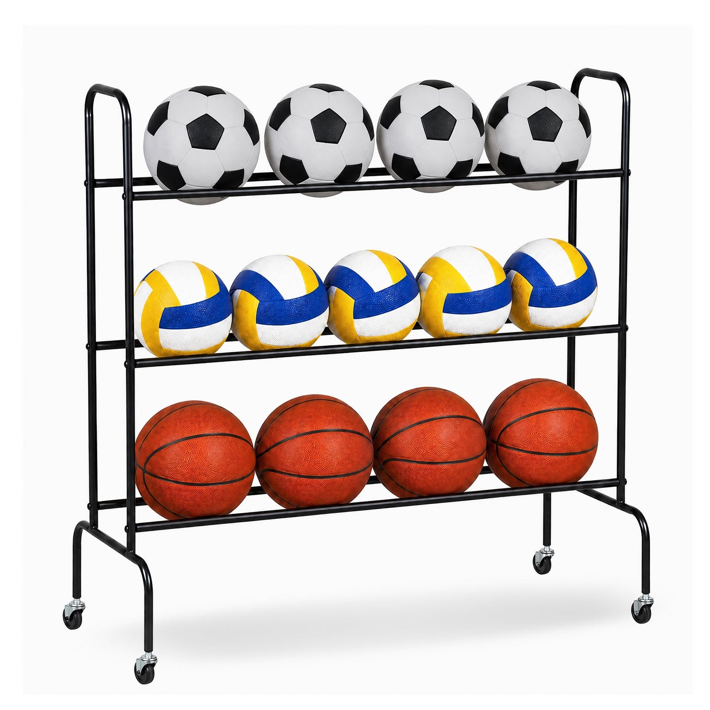 Advwin 3-Tier Basketball Rack Storage Holder w/ Wheels