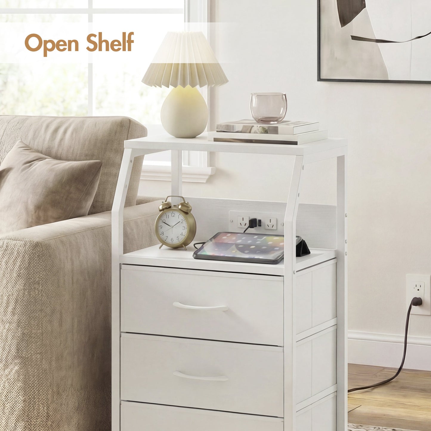Advwin Set of 2 Bedside Table with 4 Drawers