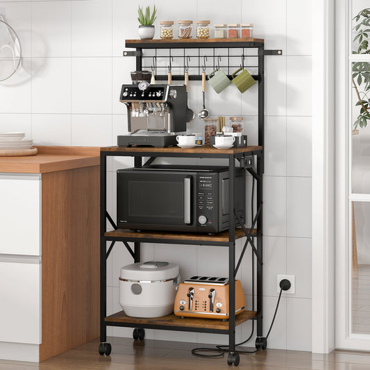 Advwin 4 Tiers Kitchen Bakers Rack with Power Outlet