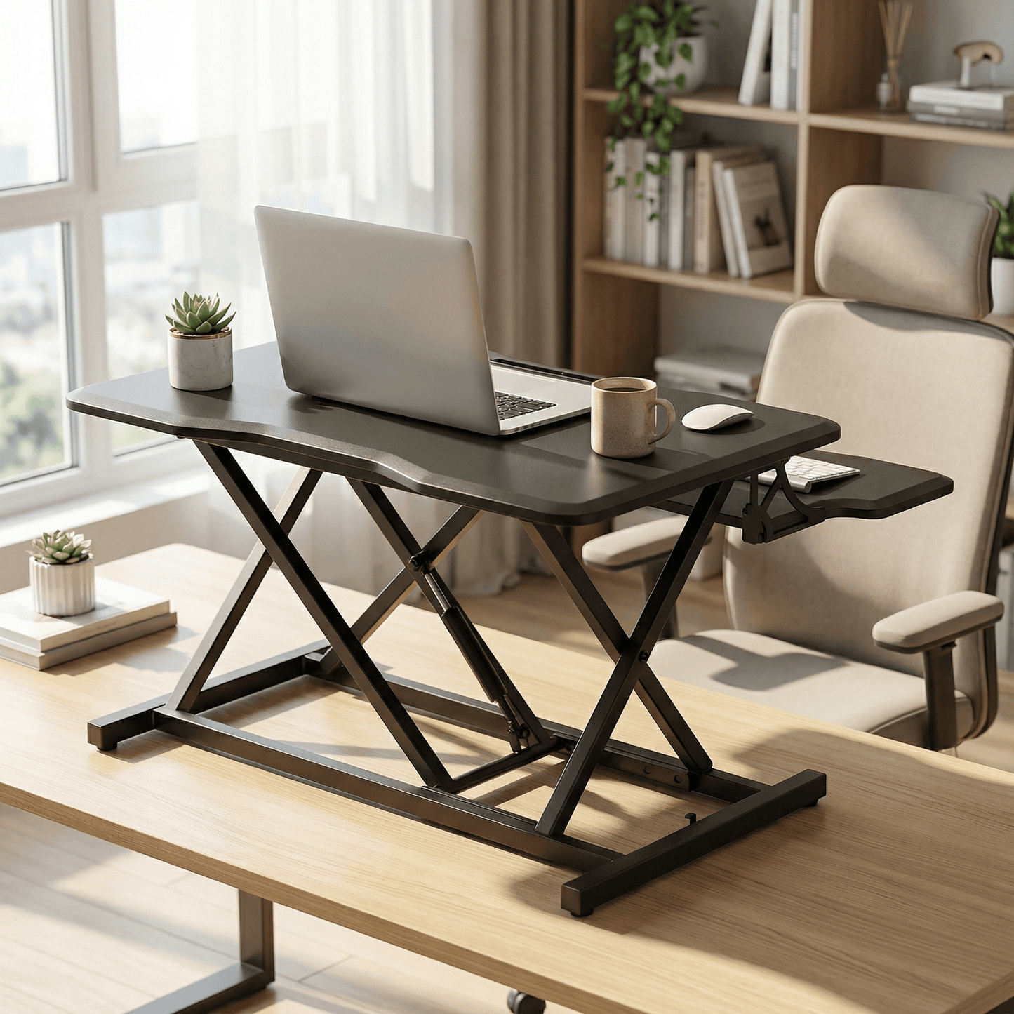 Advwin Height Adjustable Desk Riser w/ Keyboard