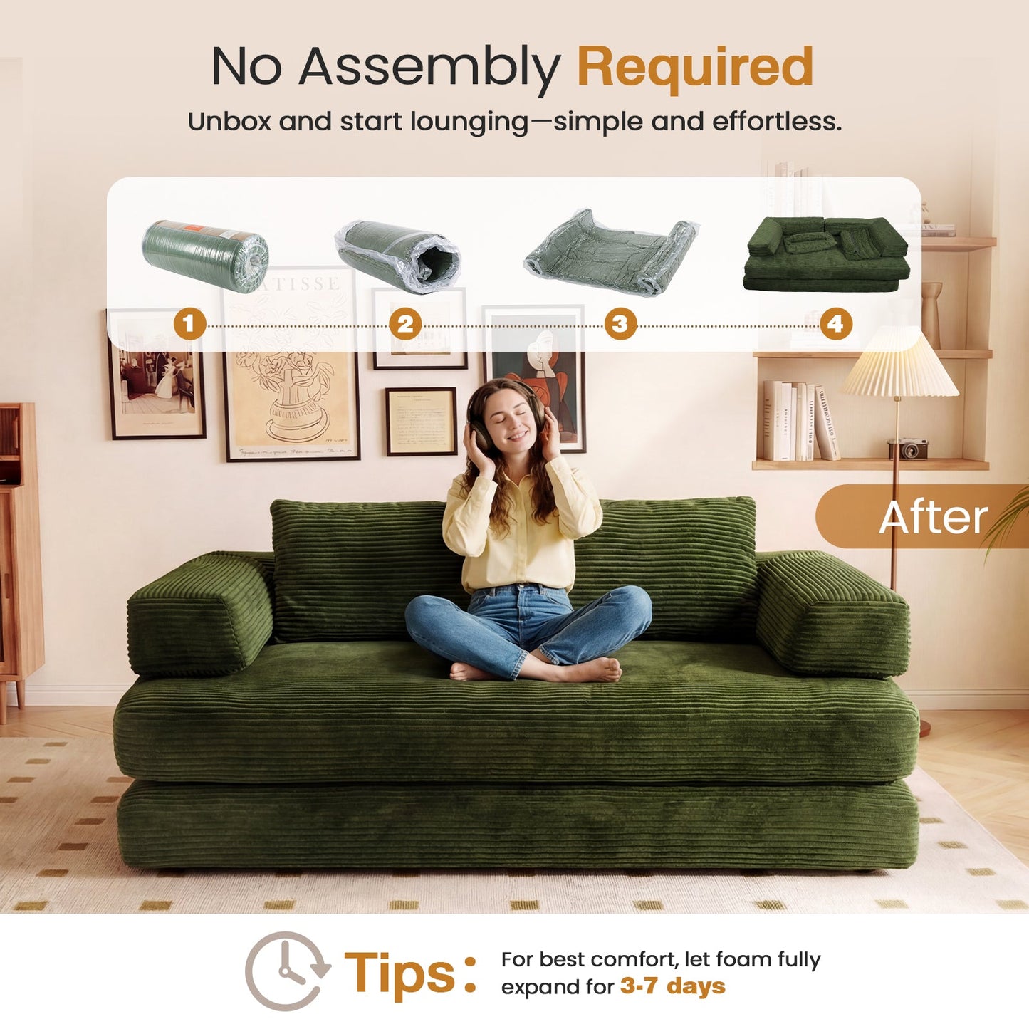 Advwin Folding Sofa Bed Convertible Floor Loveseat Sofa