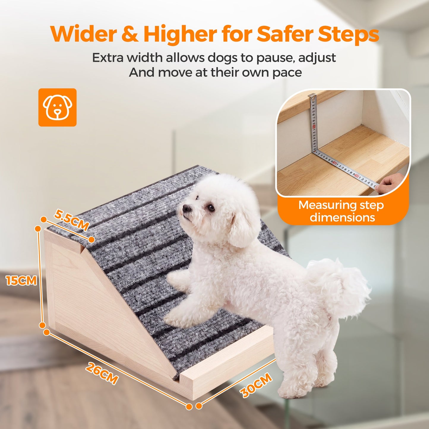 Advwin Wooden Pet Ramp with Non-Slip Gentle Slope
