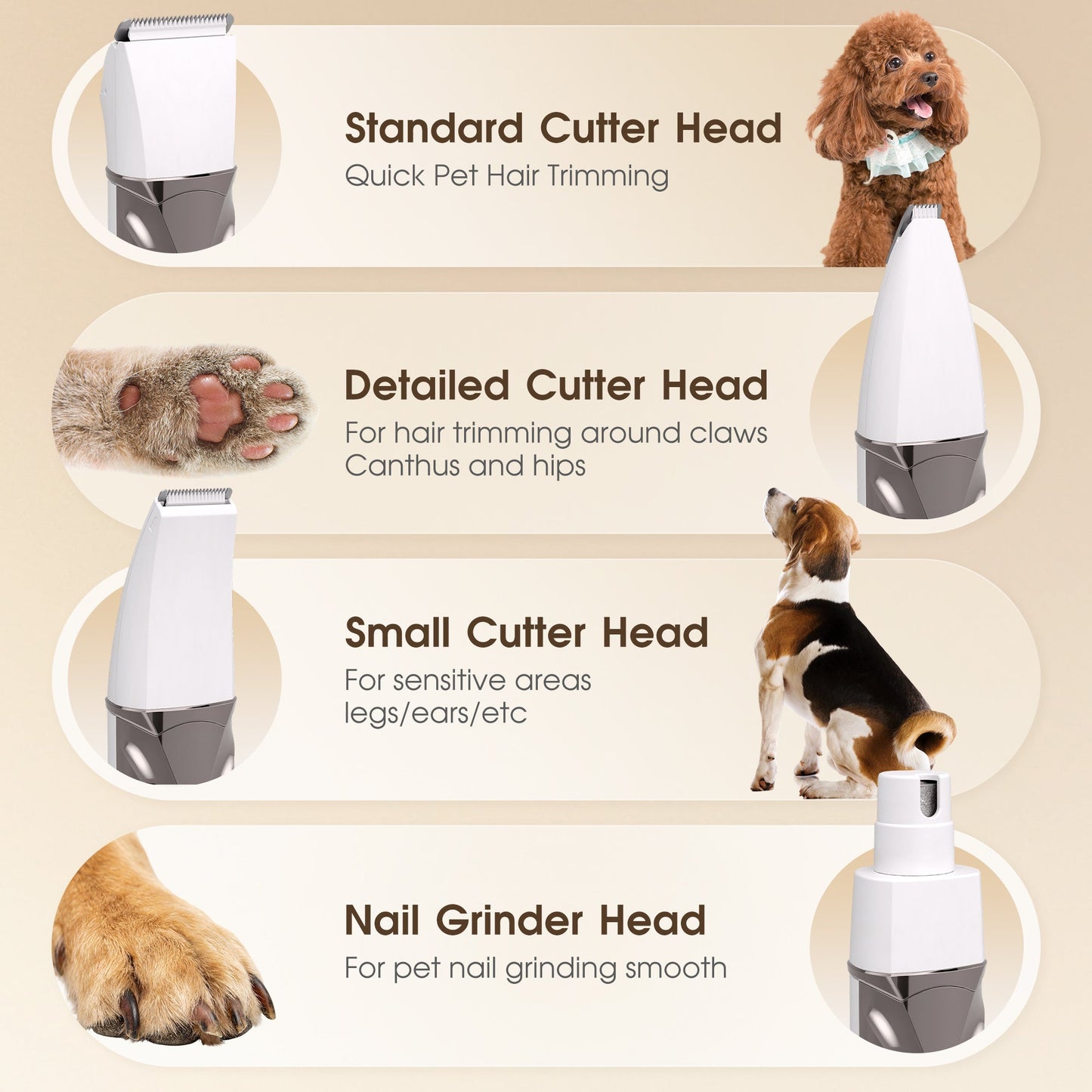 Advwin 4 in 1 Cordless Dog Grooming Clippers Kit