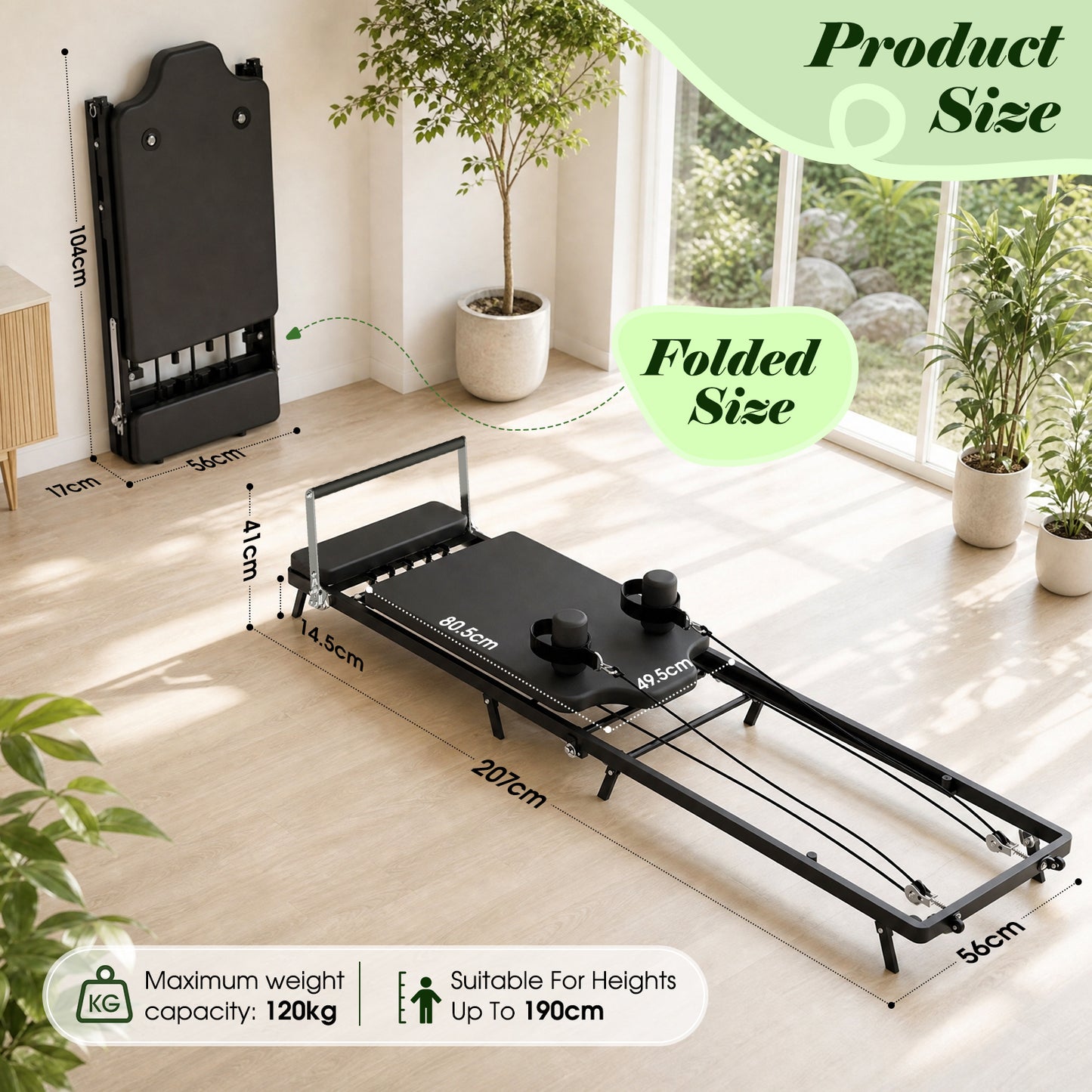 Advwin Pilates Reformer for Home Gym with Cords