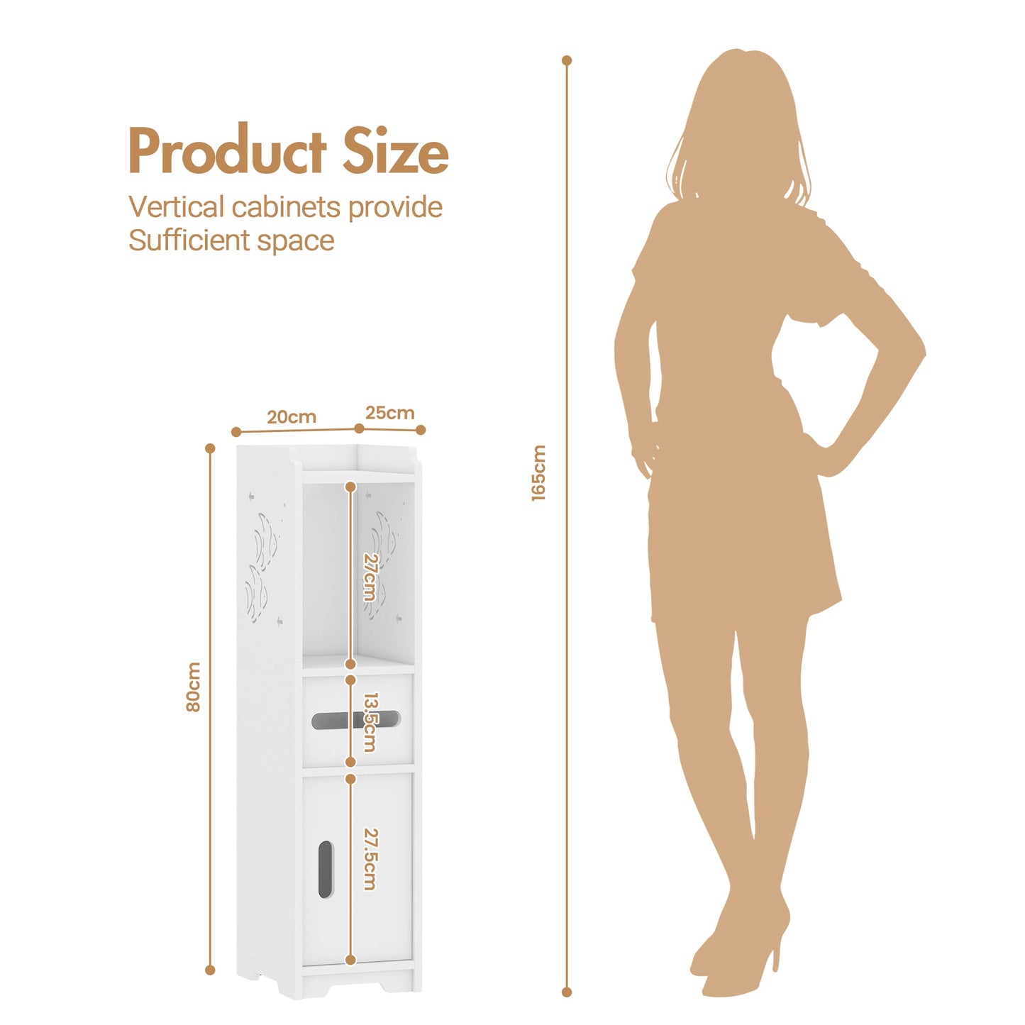 Advwin Slim Bathroom Storage Cabinet with Drawer