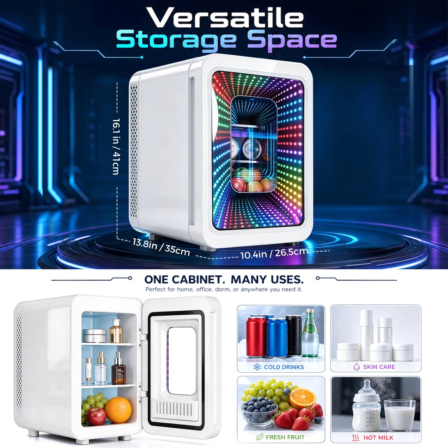 Advwin 20L Mini Fridge with LED Light for Bedroom