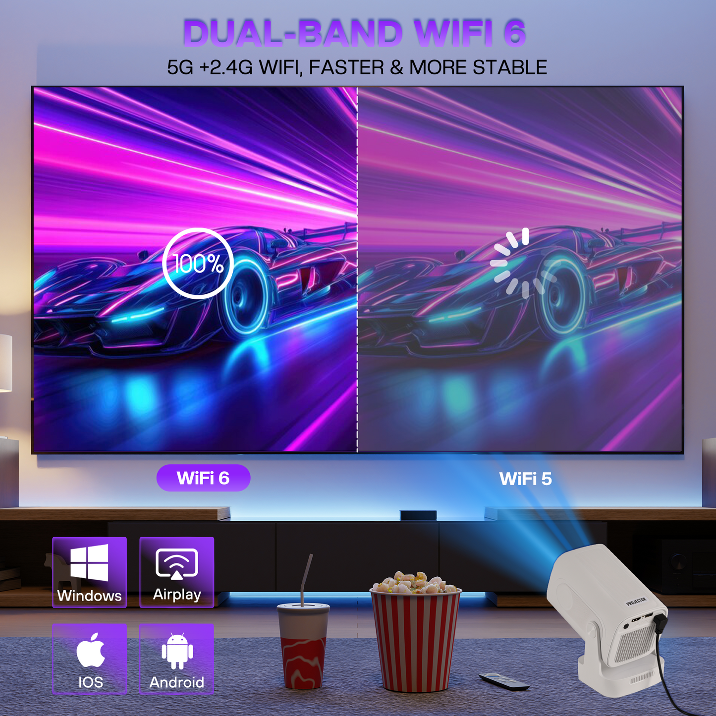 Advwin 8K Mini Projector with WIFI6 & BT 5.4