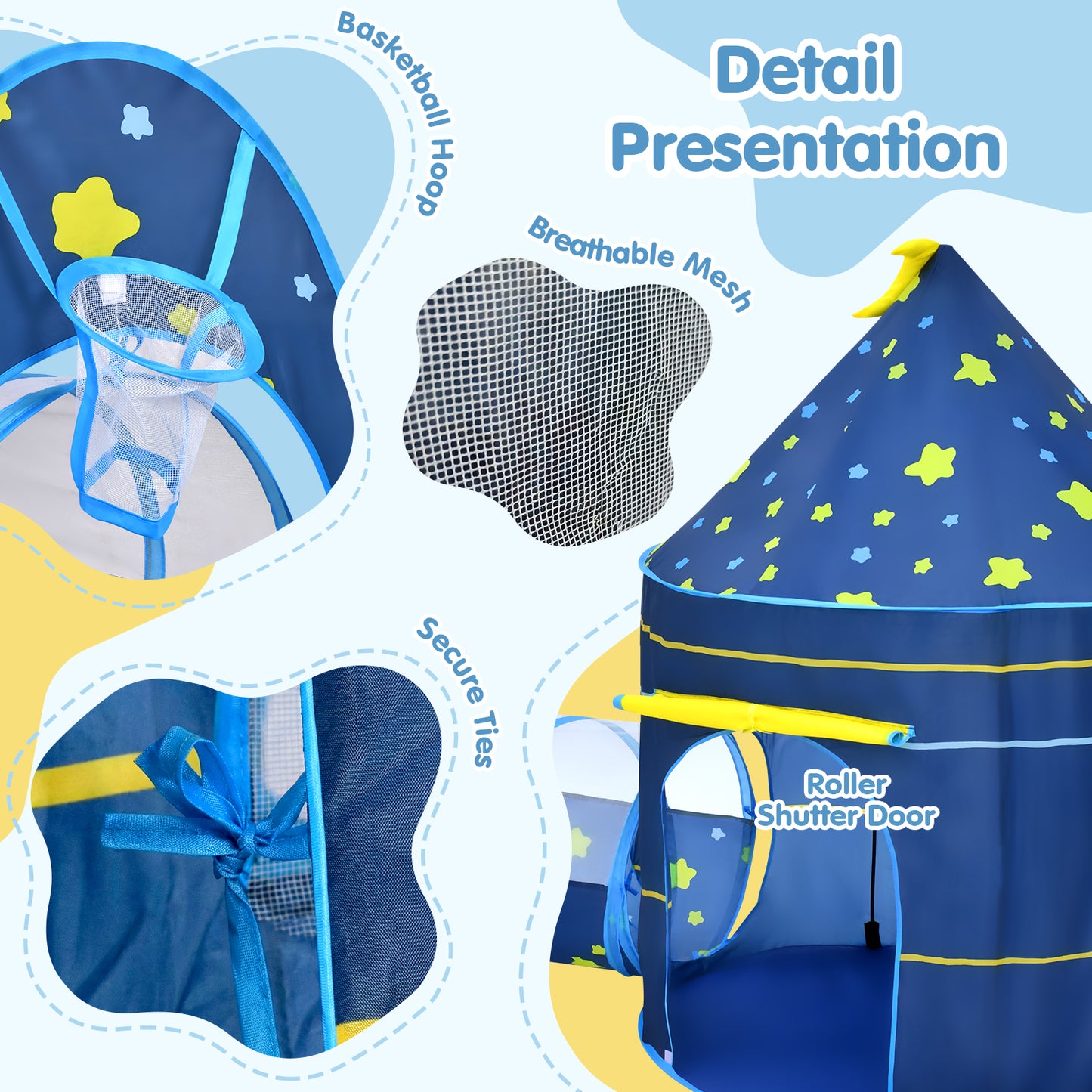 Advwin 3 in 1 Pop-Up Kids Play Tent with Baby Crawl