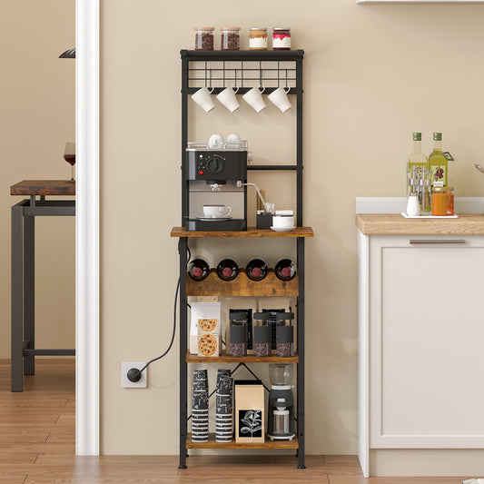 Advwin 5 Tiers Kitchen Bakers Rack with Power Outlet