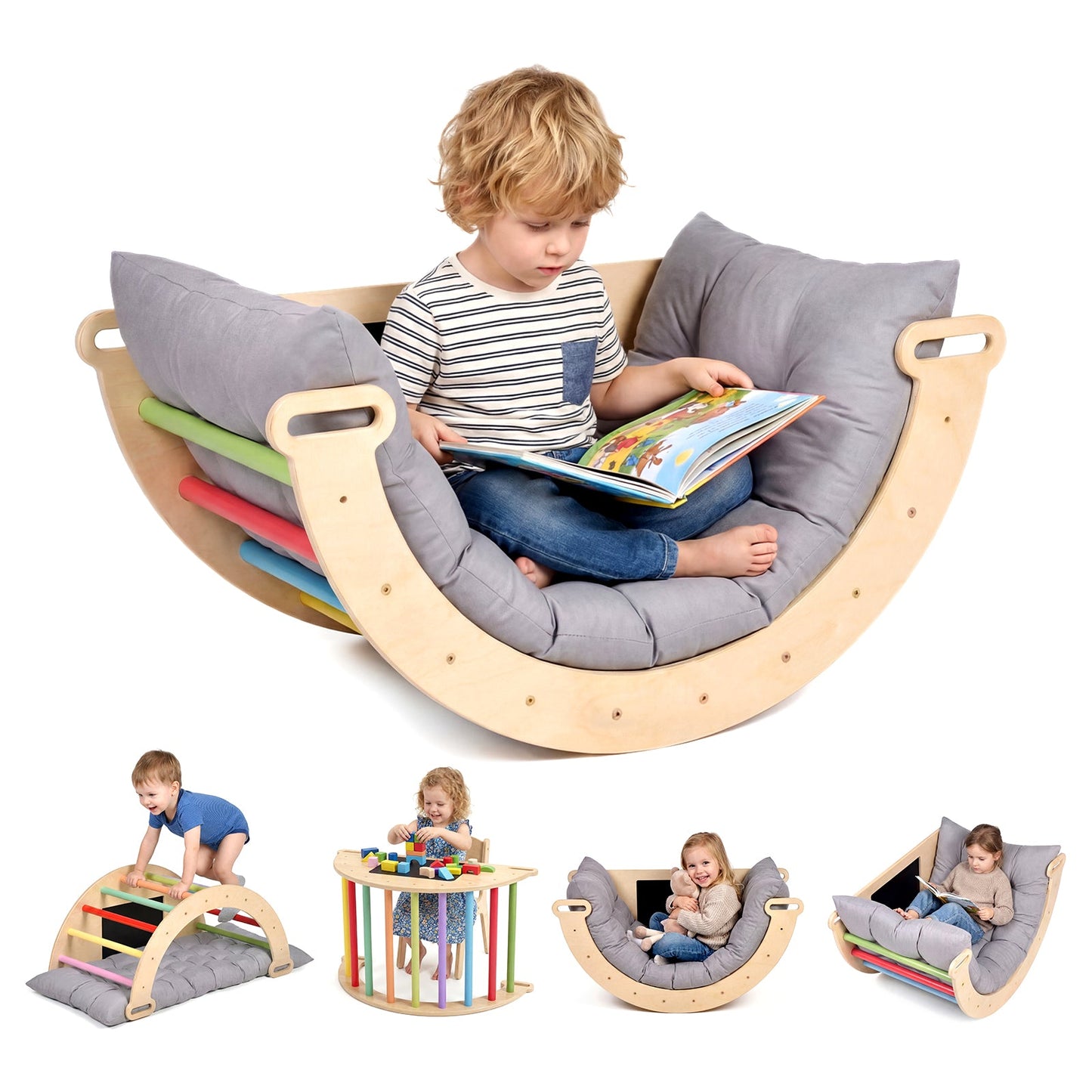 Advwin 5-in-1 Toddler Climbing Toys Learning Playset