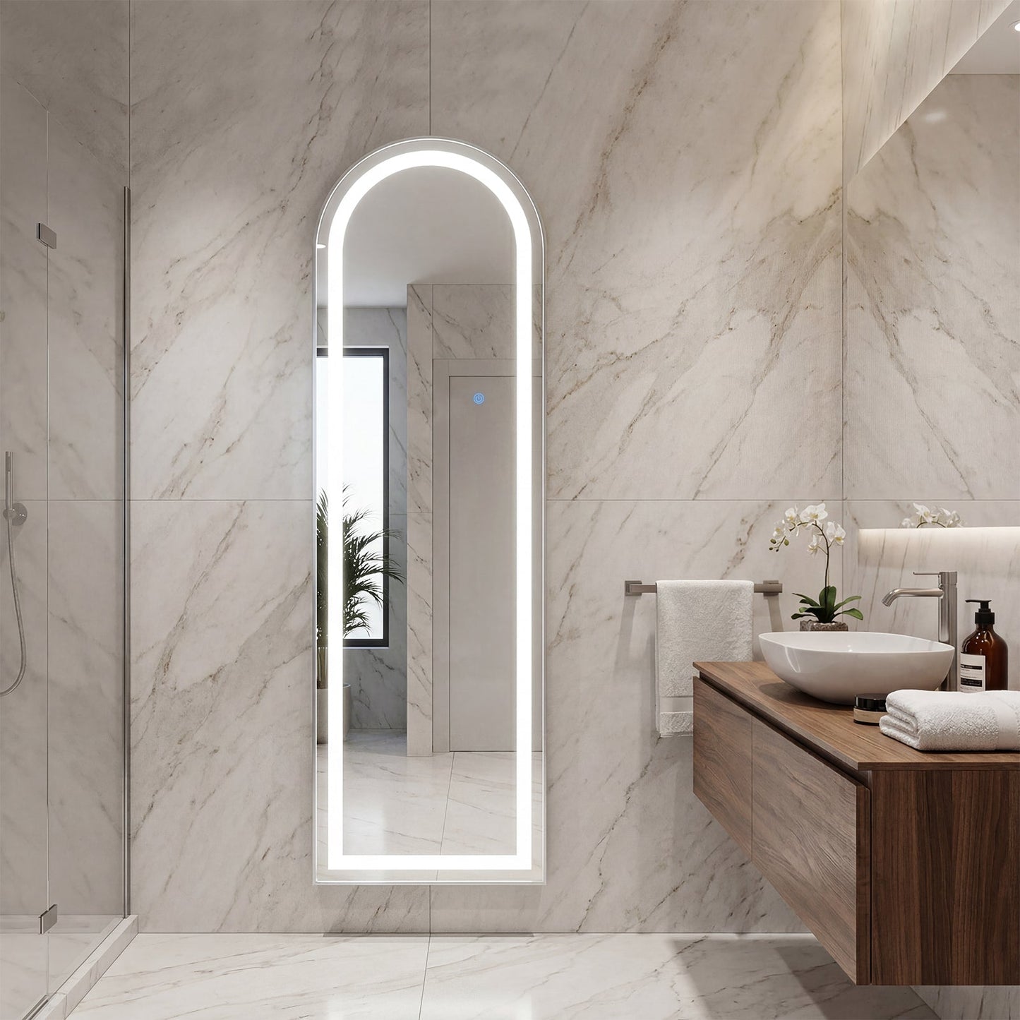 Advwin LED Arched Full Length Floor Mirror Wall Mounted