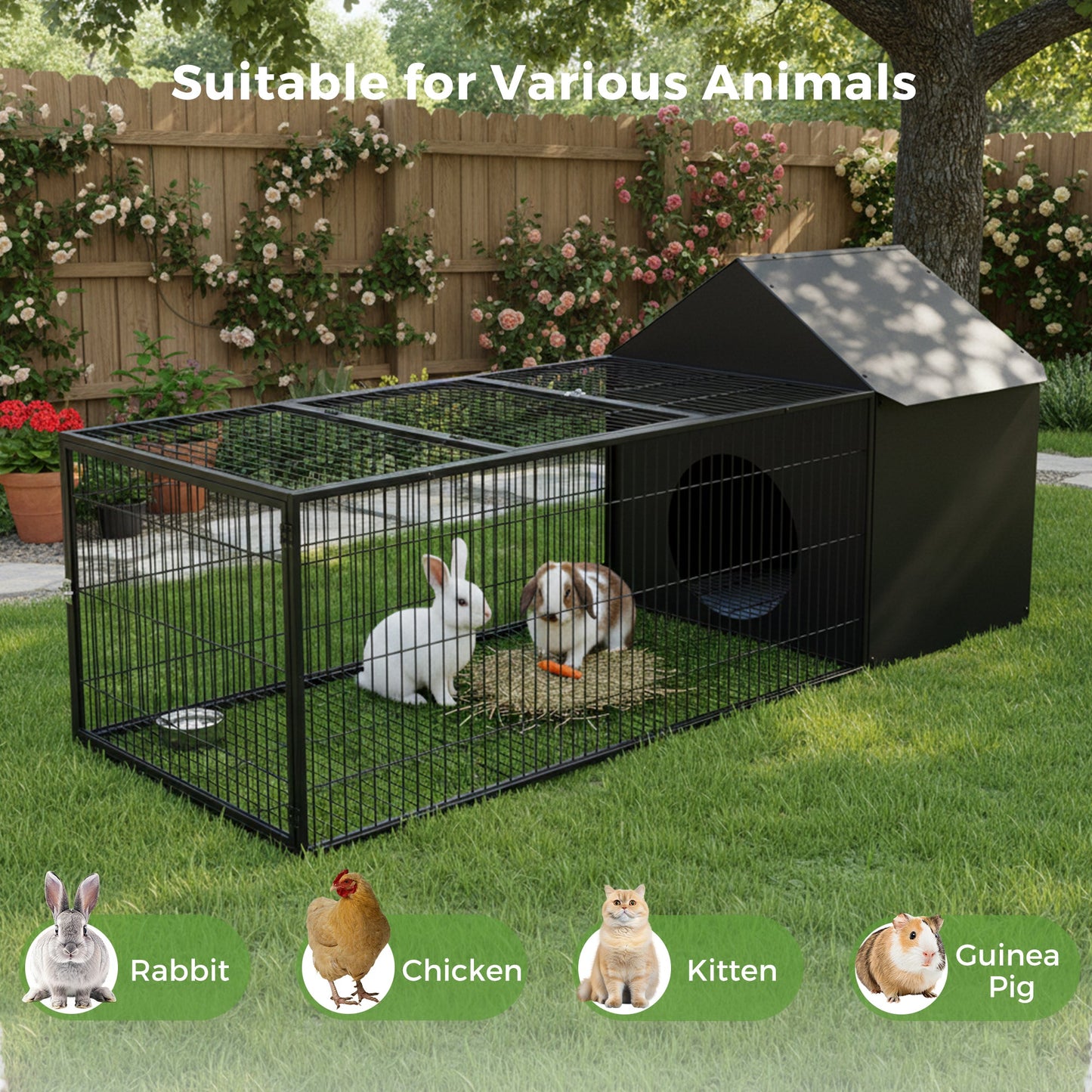 Advwin Large Metal Rabbit/Bunny Cage w/ Slide-Out Tray