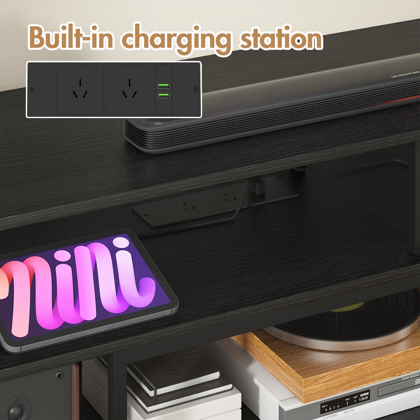 Advwin 160cm TV unit Cabinet with RGB LED Light and Drawers