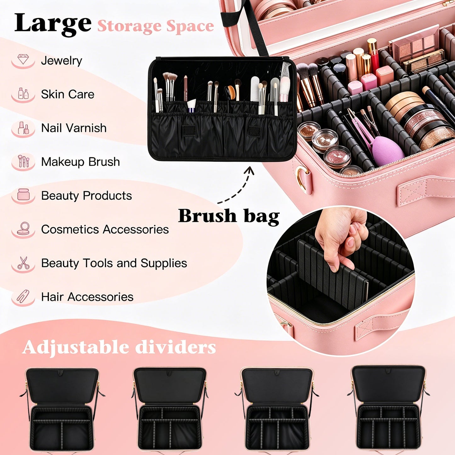 Advwin 15" Portable Makeup Case with LED Light Mirror