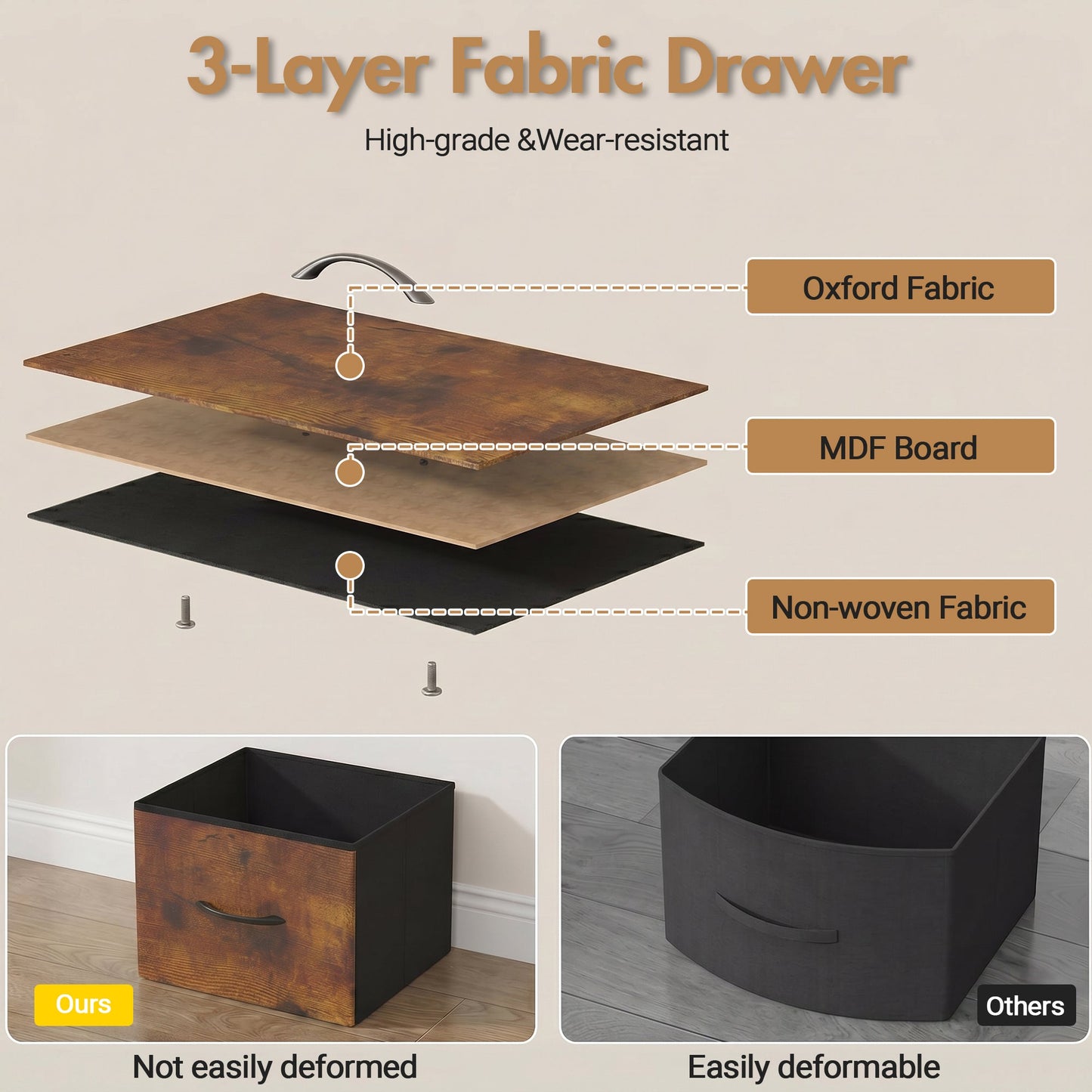 Advwin 14 Fabric Drawer Dresser with Charging Station