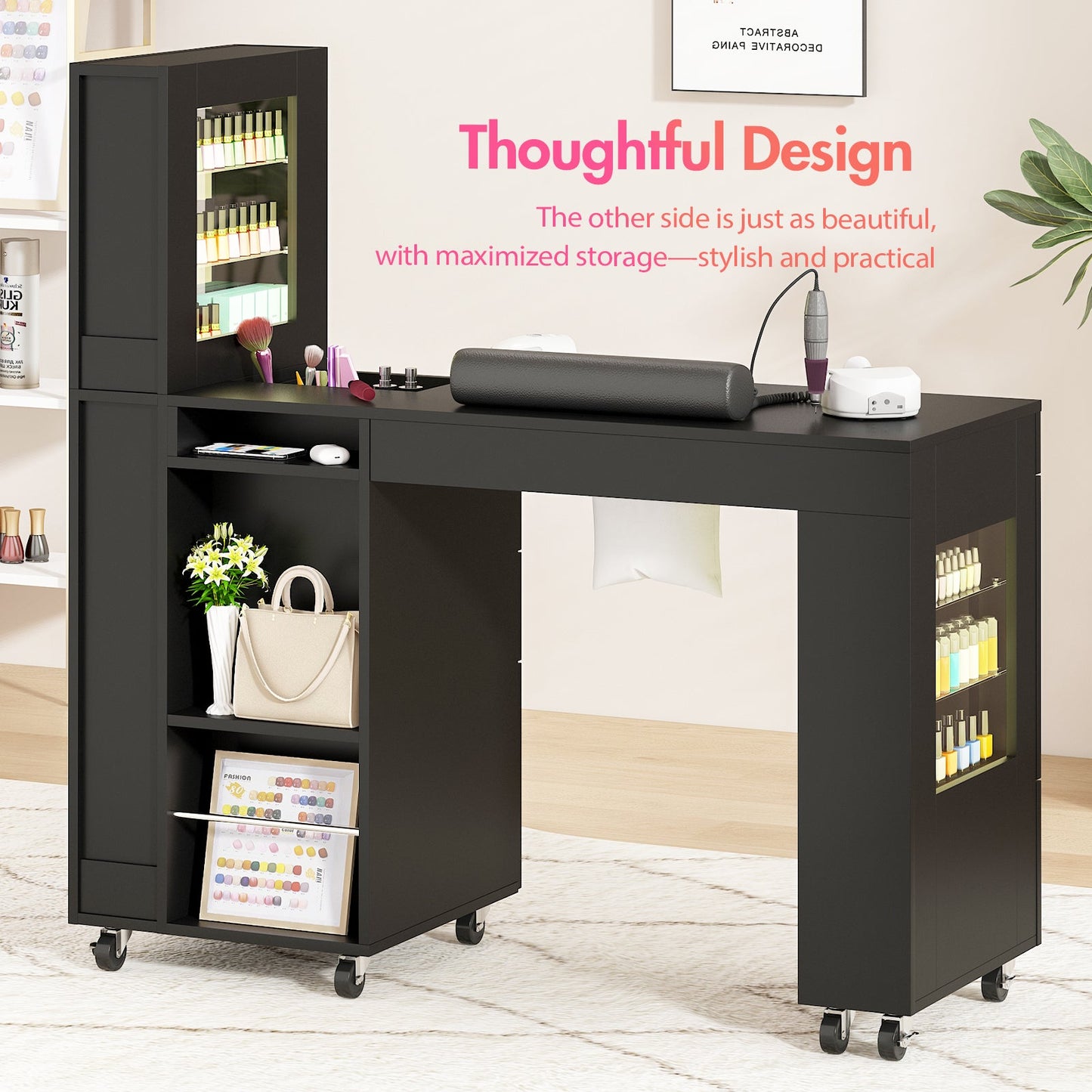 Advwin Manicure Table w/ Dust Collector LED Light
