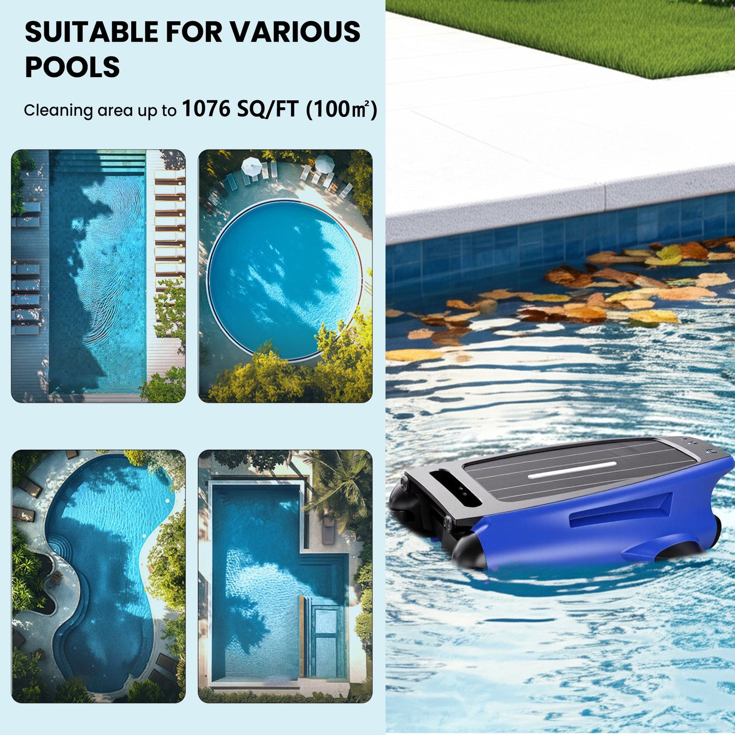 Advwin Solar Pool Skimmer Automatic Cordless Pool Cleaner