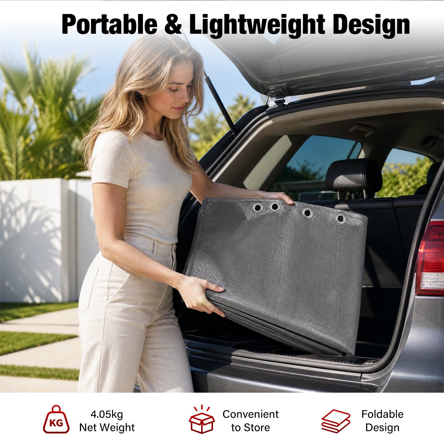 Advwin Carport Replacement Canopy Cover with 4 Leg Panels