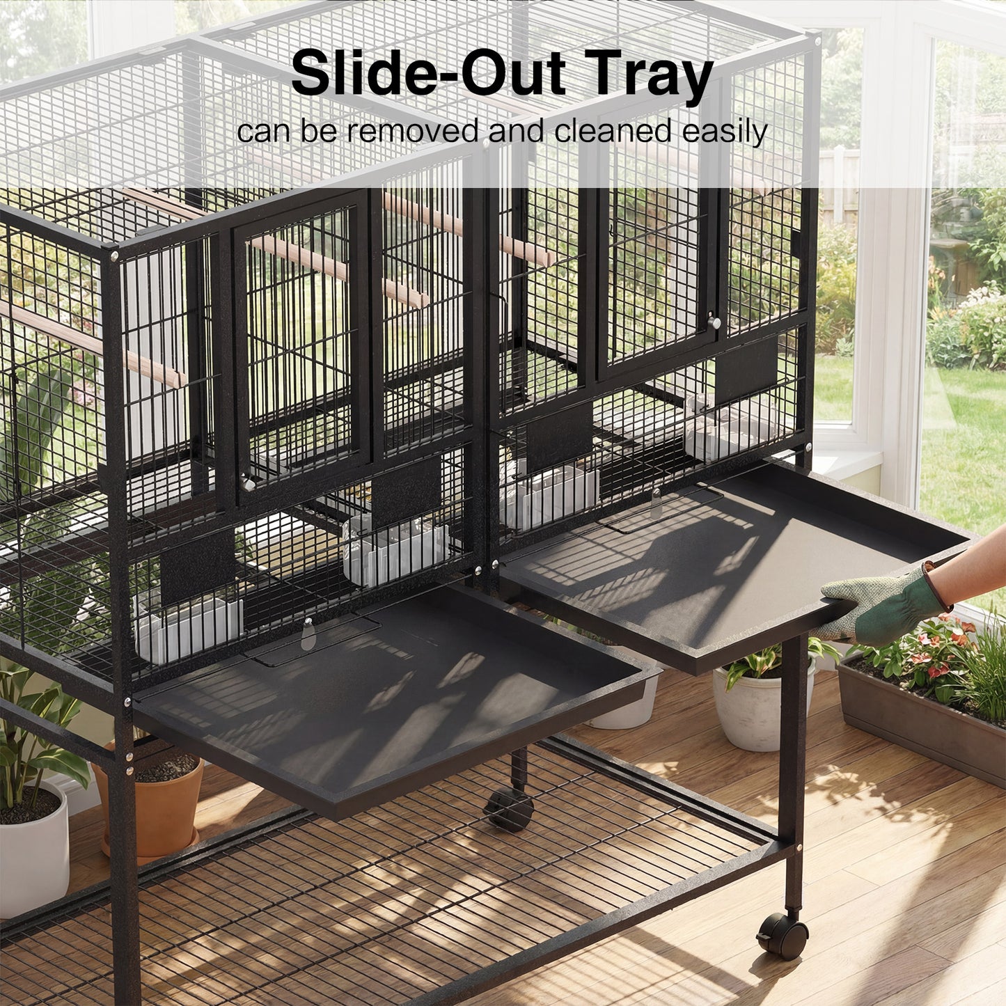 Advwin Bird Cage 2in1 Large Cage Wheel w/Brake