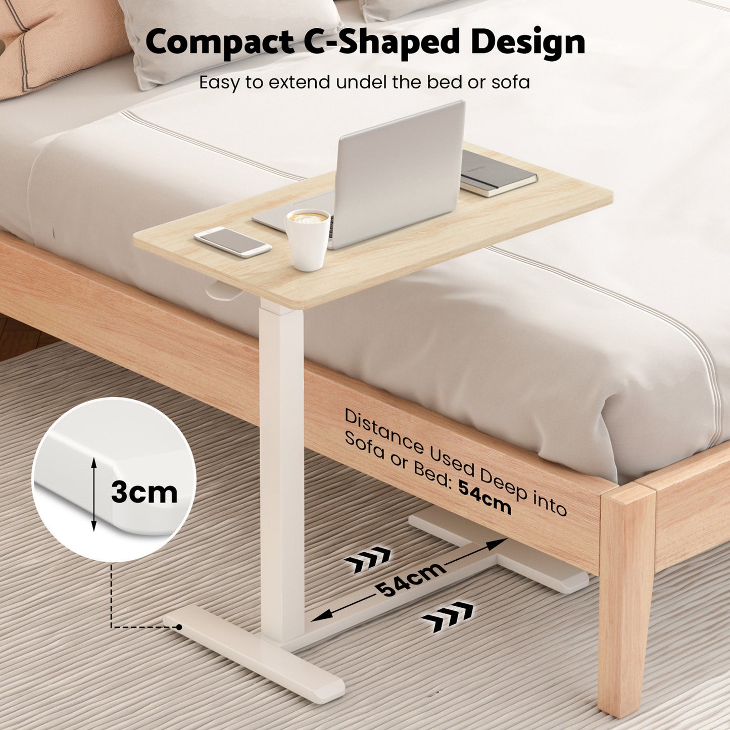 Advwin Mobile Standing Desk Pneumatic Height Adjustable