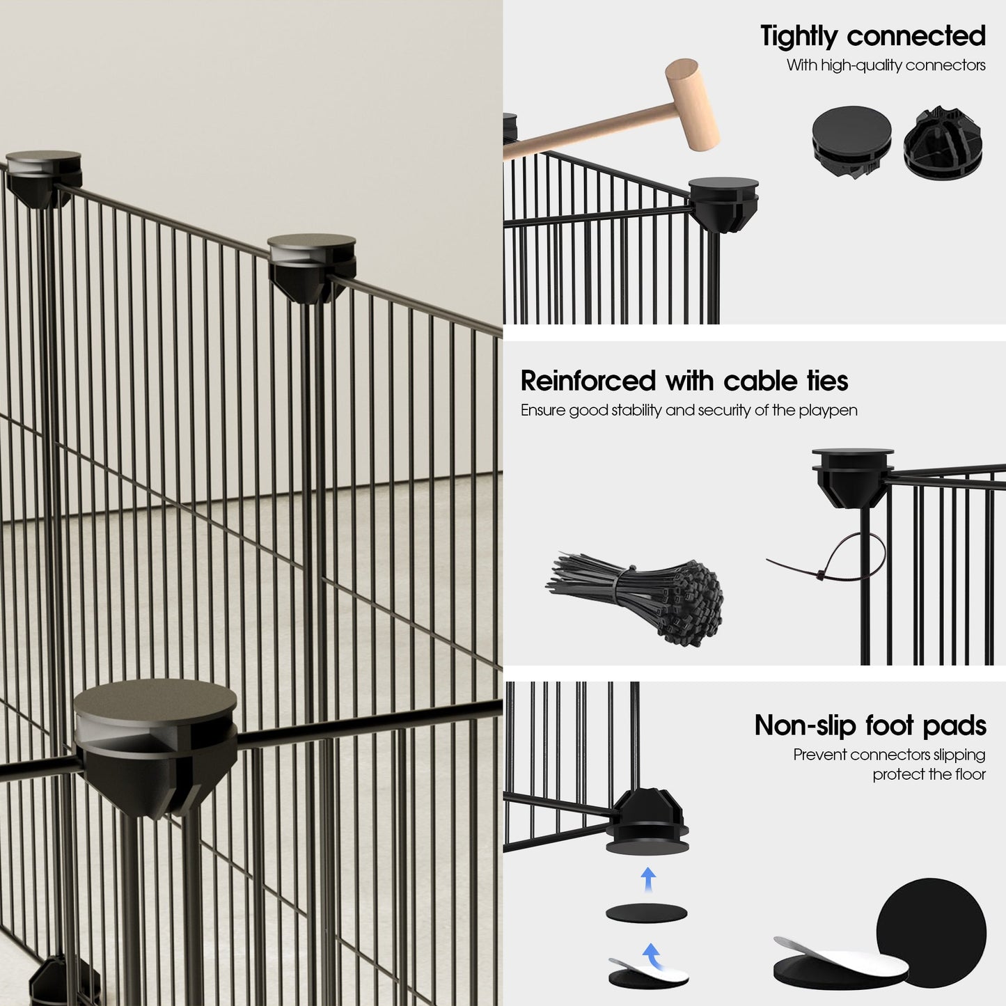 Advwin DIY Pet Playpen with 20 Metal & 24 Transparent Panels