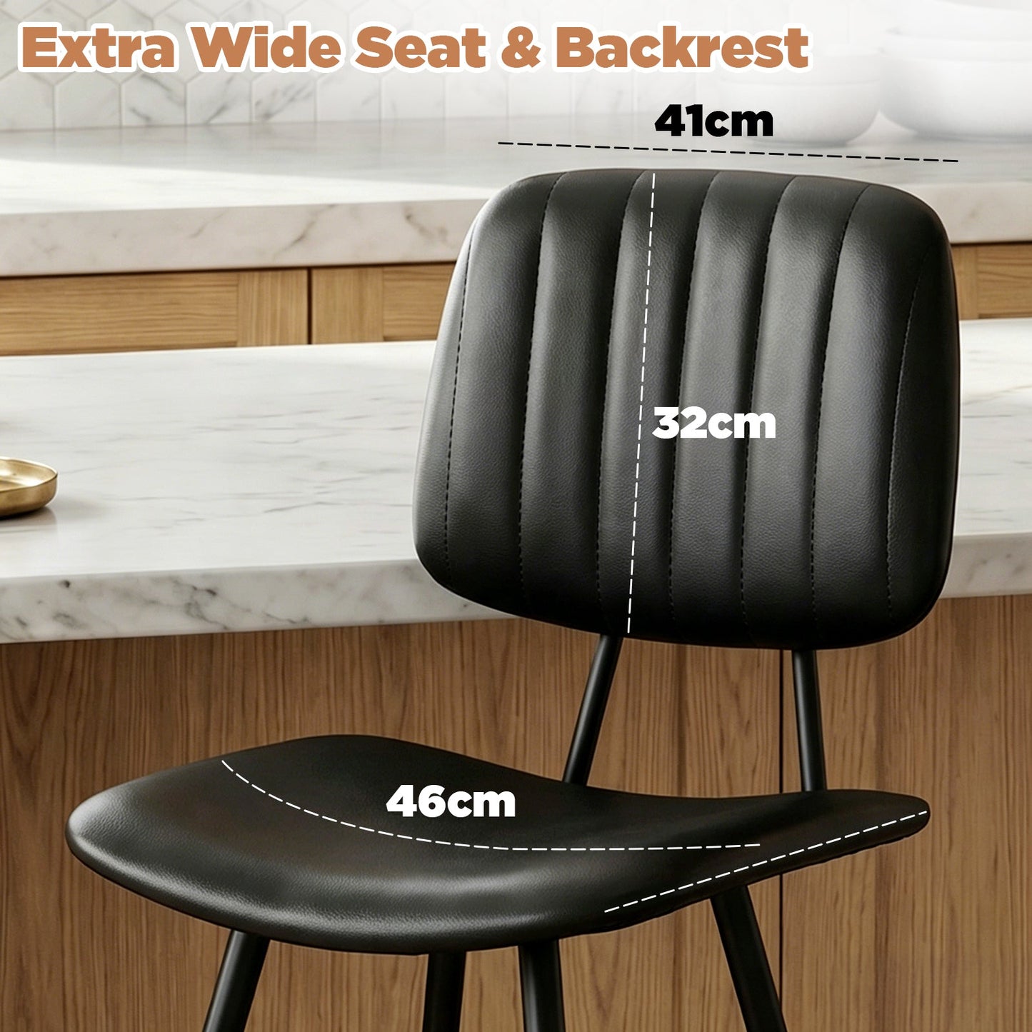 Advwin Set of 4 PU Leather Bar Stools with Back & Footrest