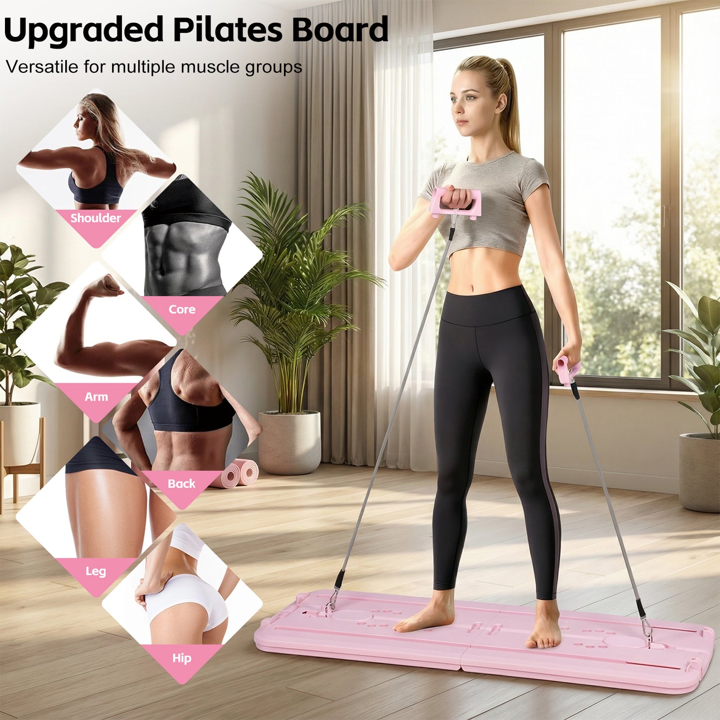 Advwin Foldable Pilates Reformer Board w/Back Storage