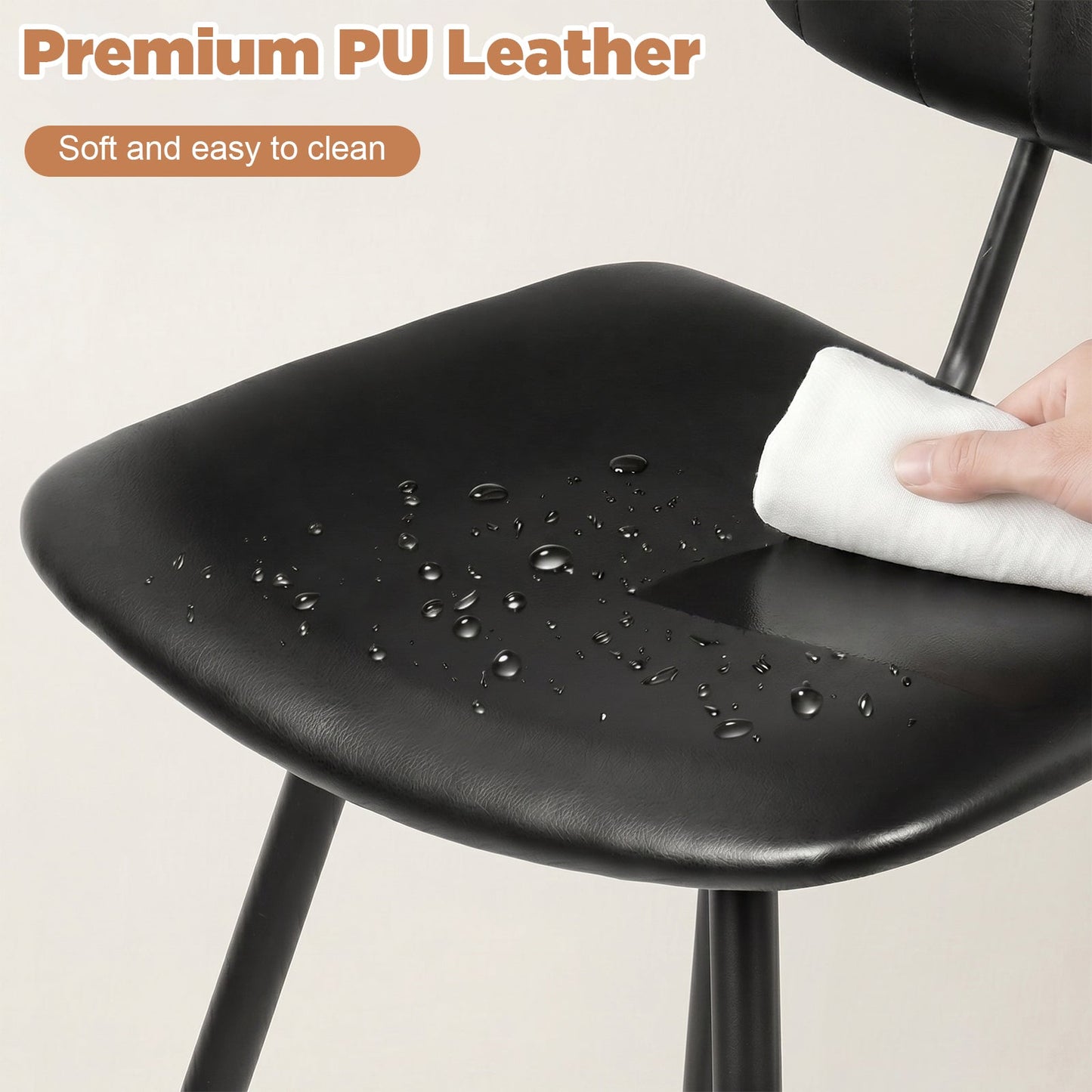 Advwin Set of 4 PU Leather Bar Stools with Back & Footrest