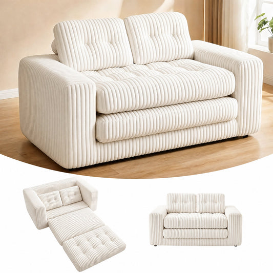 Advwin 2-in-1 Convertible Wide-Wale Corduroy Sofa Bed