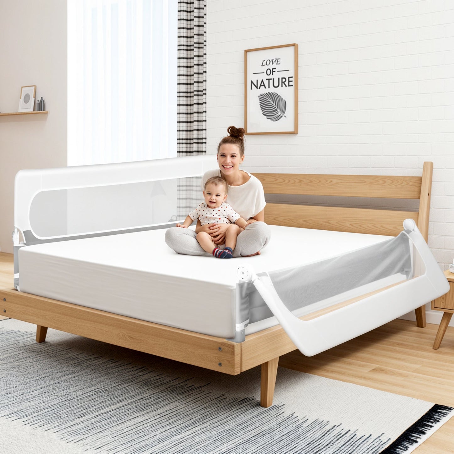 Advwin Folding Baby Bed Rail Adjustable 200x60cm